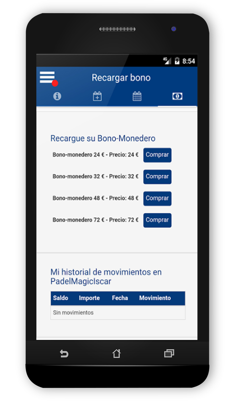 Listado de pagos realizados con el bono monedero